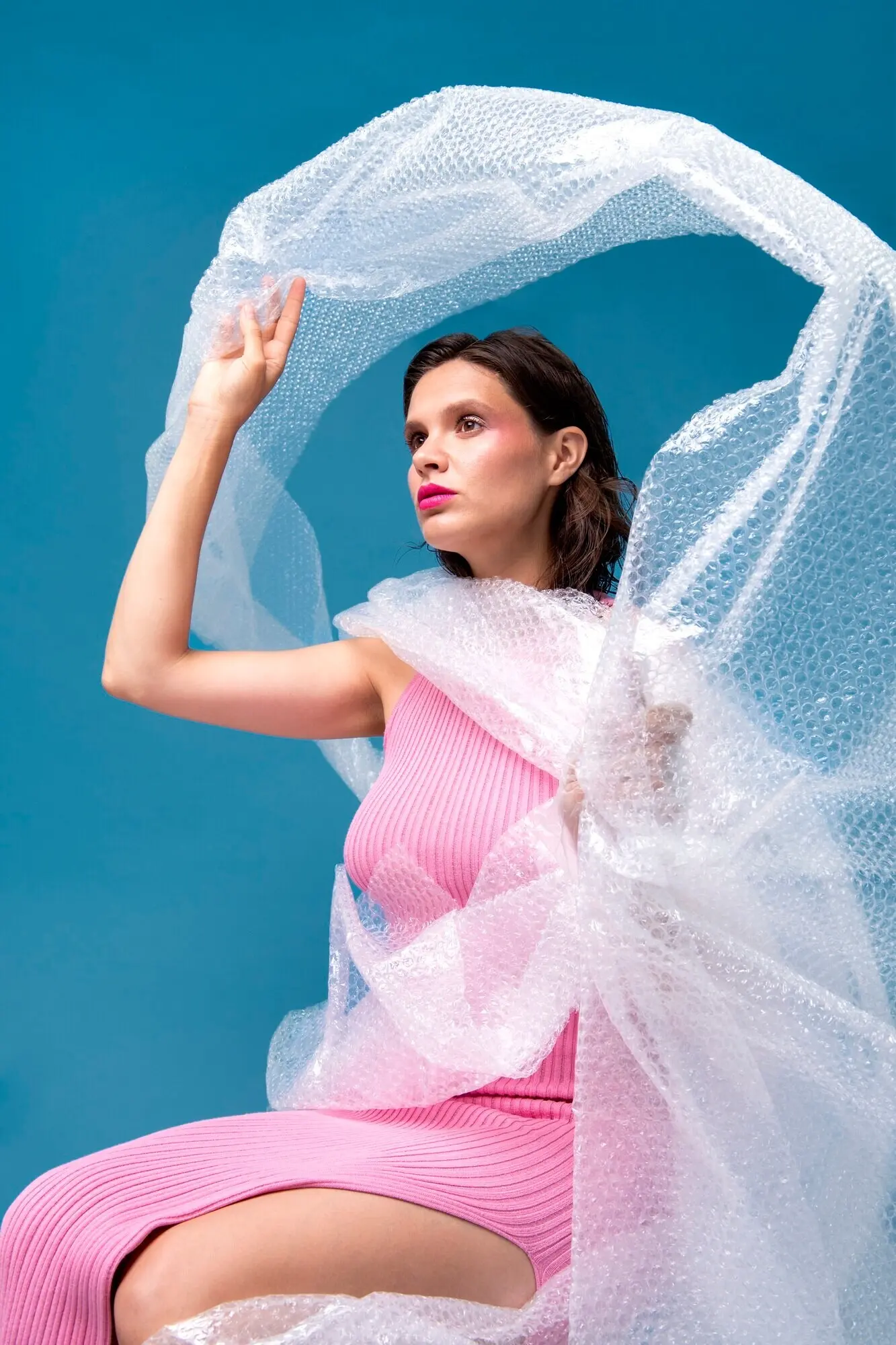 Woman dressed in fast fashion items